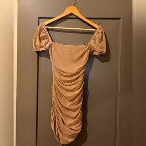 Princess Polly Tan Ruched Mini Dress